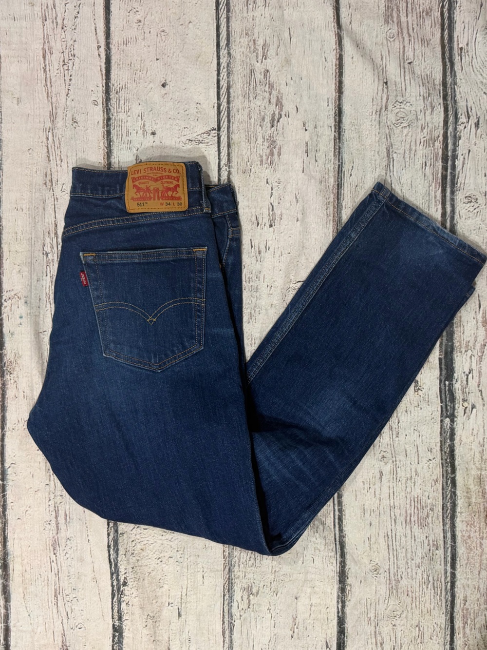 Levis 511 Blue Straight Leg Jeans Denim Pants Mens Size 34 x 30